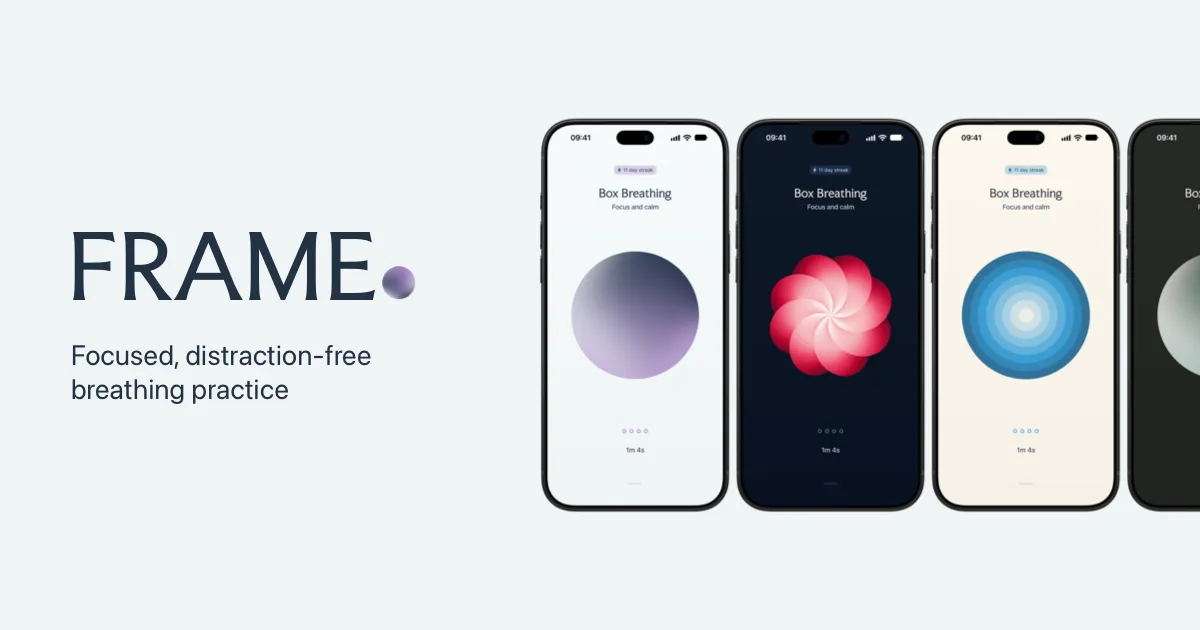 Frame - Focused, distraction-free breathing practice app screenshots